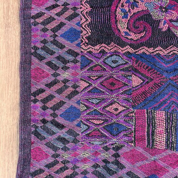 Purple Paisley 100% Cashmere Oversized Shawl Scarf Jerusalem - Picture 5 of 12